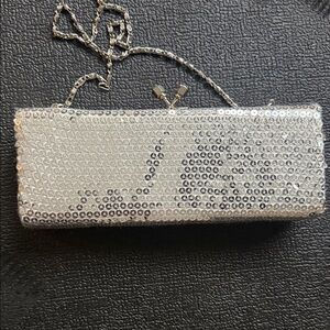 Silver Sequin Clutch Bag